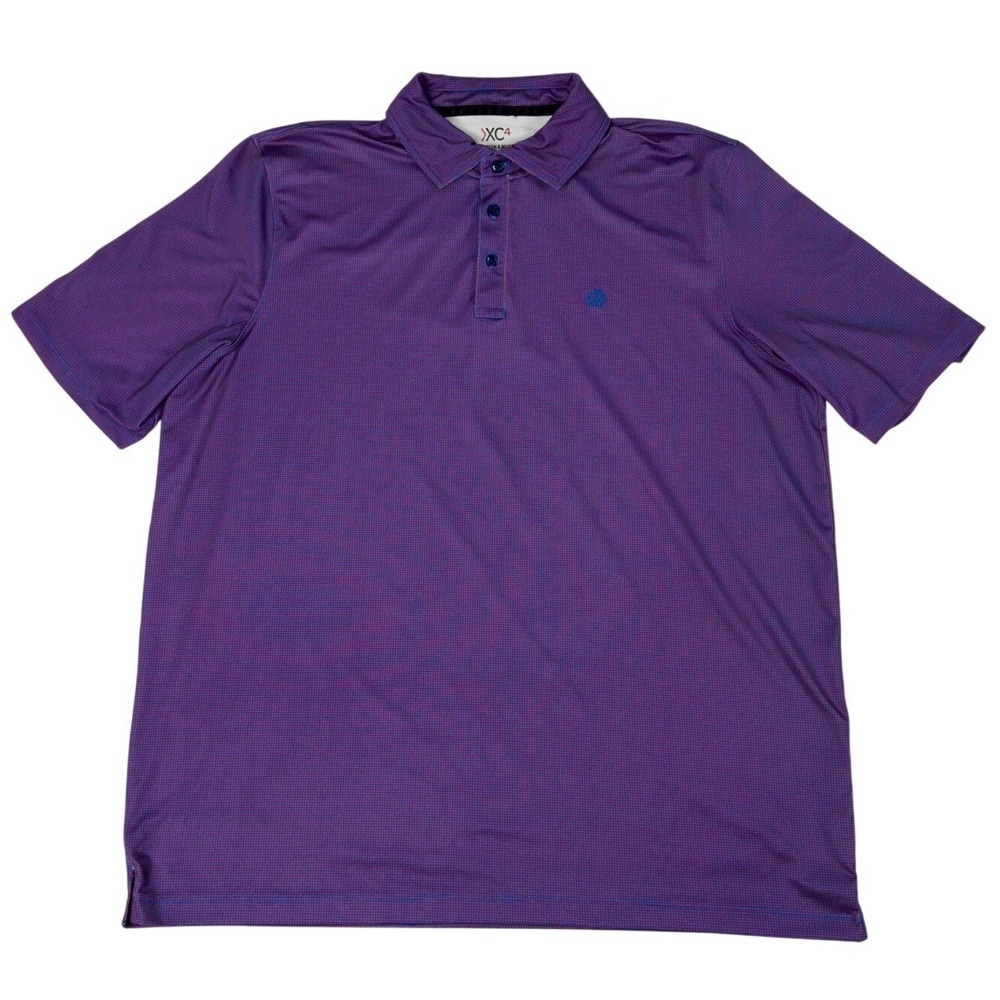 Johnston & Murphy XC4 Performance Polo Mens Size XL Gingham Golf Purple